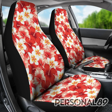 Hawaiian Floral Tropical Red Hibiscus Pattern Print Car Seat Covers