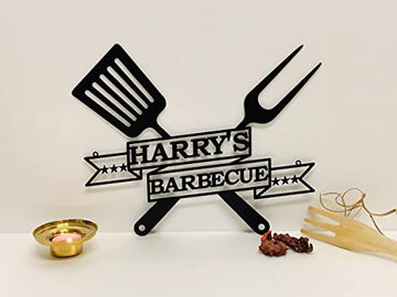 Custom name's Barbecue - Personalized Cut Metal Sign