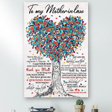 To My Mother-in-law From Daughter-in-law Heart Tree Poster Christmas Gift For Mother-in-law