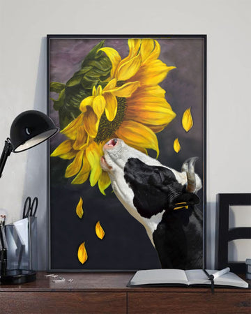 Cow And Sunflower - Matte Canvas