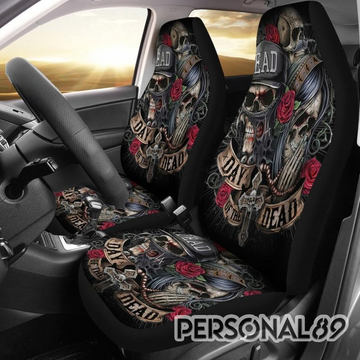 Gothic Day Of The Dead Sugar Skull Car Seat Covers