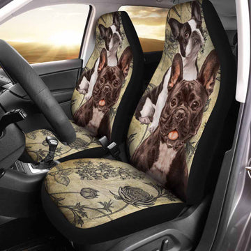 Vintage Flower French Bull CAR SEAT COVERS