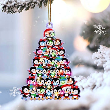 Penguin Lovely Tree Christmas 2 sides Ornament