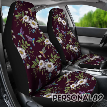 Hummingbird White Daisy Pattern - Car Seat Covers