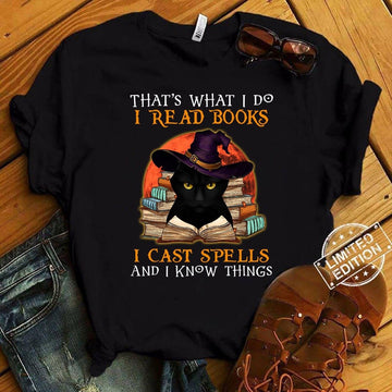 Cat Halloween I read book T-Shirt S M L XL 2XL 3XL 4XL 5XL