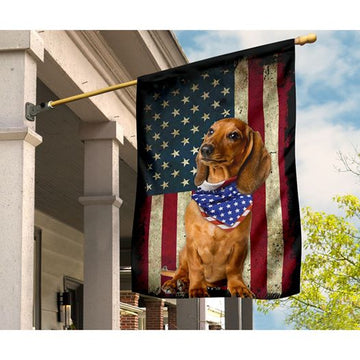 Patriotic Dachshund Happy Independence Day - House Flag