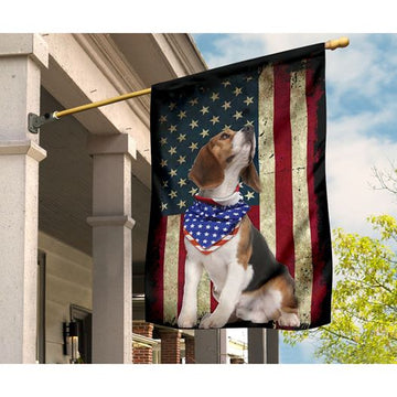 Patriotic Beagle Happy Independence Day - House Flag