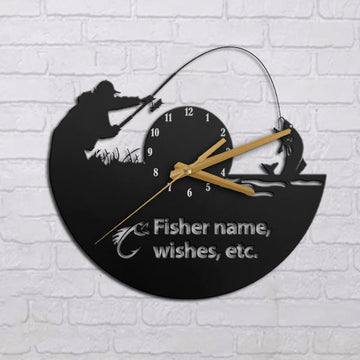 Fishing Lovers Customized Name Acrylic Wall Clock