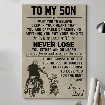 To my son never lose biker poster - Gift for son from dad Gsge