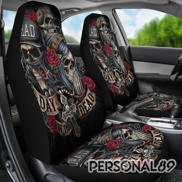 Gothic Day Of The Dead Sugar Skull Car Seat Covers