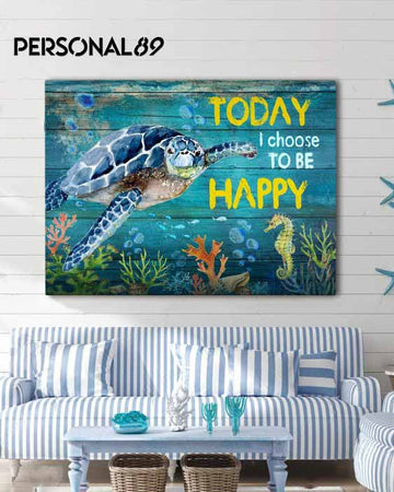 Turtle Today I Choose To Be Happy - Matte Canvas