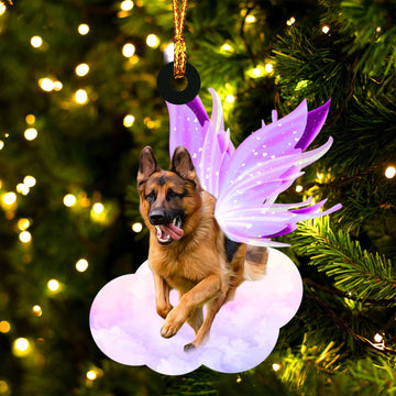 German Shepherd and purple wings gift for German Shepherd lovers - One side ornament