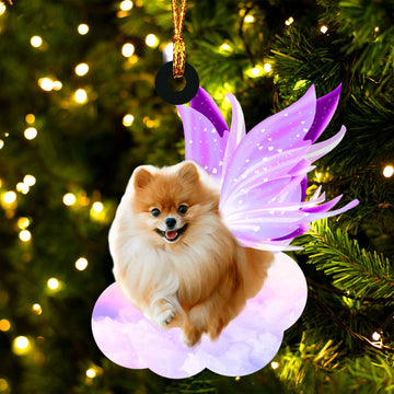 Gold Pomeranian and wings gift for Gold Pomeranian lover- One Side Ornament