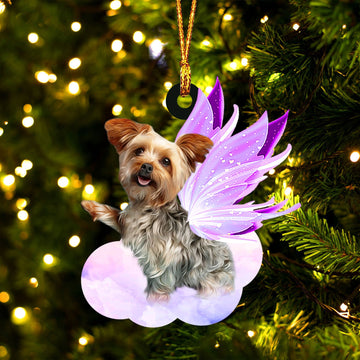 Yorkshire Terrier and wings Angel with cloud - One side Ornament