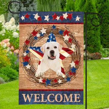 Labrador Retriever American star welcome Independence Day - House Flag - 28''x40'' 1207