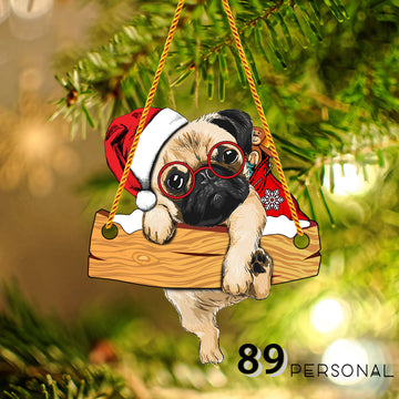 Pug Hagging Cutest Pet Christmas Holiday - One Sided Ornament