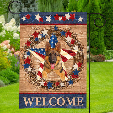 German Shepherd American star welcome Independence Day - House Flag - 28''x40'' 1207