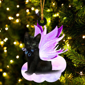 Black Cat and wings gift for her gift for him gift for Black Cat lover ornament