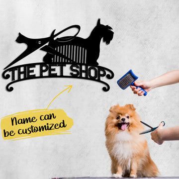 Dog Grooming The Pet Shop Custom - Personalized Cut Metal Sign