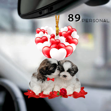 Cute Shih tzus Kissing - One Sided Ornament