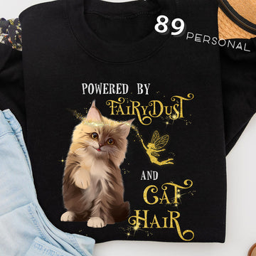 Cat Powered by fairydust and cat hair Standard T-Shirt S M L XL 2XL 3XL 4XL 5XL