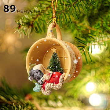 Irish Wolfhound Sleeping in a tiny cup Christmas Holiday - One Sided Ornament