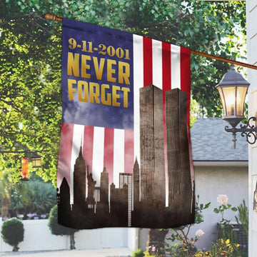 9-11-2001 Never Forget American Flag Twin Towers  - House Flag