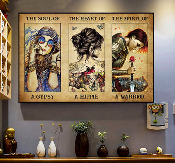 A Gypsy A Hippie A Warrior - Matte Canvas, gift for you, lingving room wall art, bedroom wall art