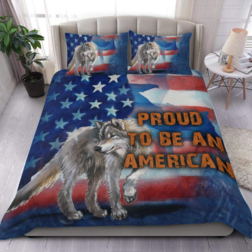 Wolf Proud to be an American Independence Day Bedding set