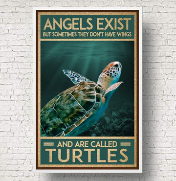 Turtle Angels Exist But Sometimes They Don't Have Wings - Matte Canvas, Gift for you, gift for her, gift for him, gift for animal lover, gift for turtle lover