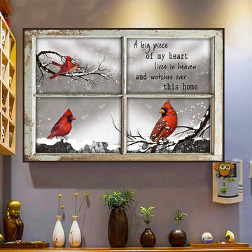 Cardinal A Big Piece Of My Heart - Matte Canvas, gift for you, gift for cardinal lover, living room wall art, bedroom wall art, fake window