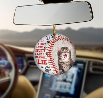 Cat Baseball Love this mutt cannot lie 2-Sided Mica Custom Shaped Ornament