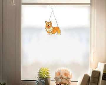 Corgi Stained  Glass Texture Style -  Window Hanging Acrylic Ornament