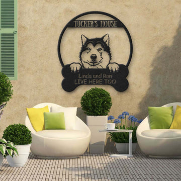 Alaskan Malamute Dog Lovers Funny Personalized Metal House Sign