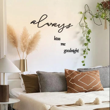 Always Kiss Me Goodnight Wall Art For Bedroom  -  Metal Sign Home Decor