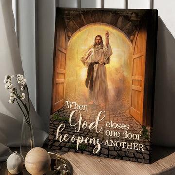 Amazing Jesus painting, Infinite halo, When God closes one door - Matte Canvas