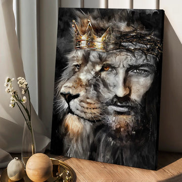 Amazing Lion of Judah Jesus painting Unique crown - Matte Canvas