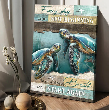 Turtle Deep ocean Every day is a new beginning - Matte Canvas