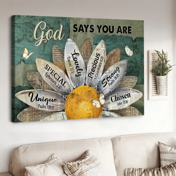 Amazing sunflower Blue background God says you are - Matte Canvas