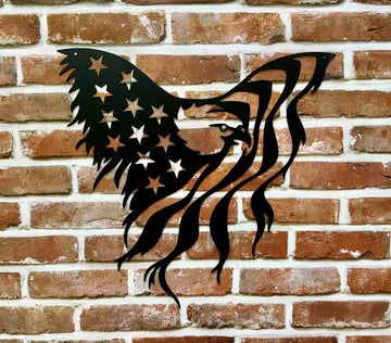 American Bald Eagle  Eagle Flag Meta Art Flag  -  Cut Metal Sign