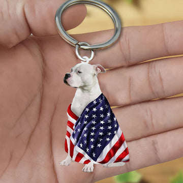 American Bulldog American Patriot Flag Acrylic Keychain, American Bulldog Lover, American Bulldog Gift