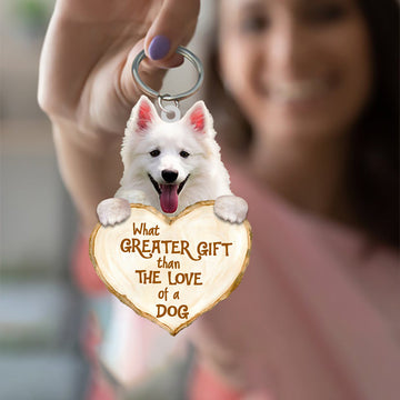 American Eskimo What Greater Gift Than The Love Of A Dog Acrylic Keychain Dog Keychain, American Eskimo Lover, American Eskimo Gift