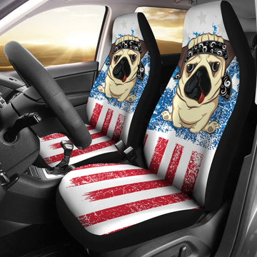 American Flag Pug Car Seat Cover - Car Seat Covers