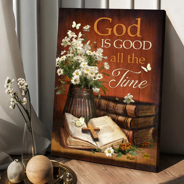 Antique bible Vintage painting God is good all the time - Matte Canvas