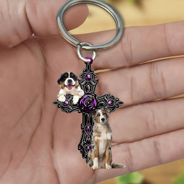 Australian Shepherd  Pray For God Acrylic Keychain Dog Keychain, Australian Shepherd Lover
