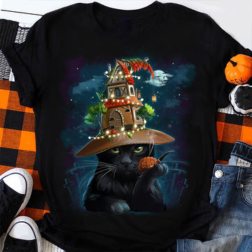 Black Cat Happy Halloween Standard T-Shirt