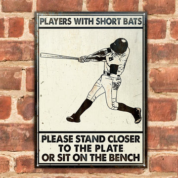 Baseball Players Short Bats Color Customized Classic Metal Signs
