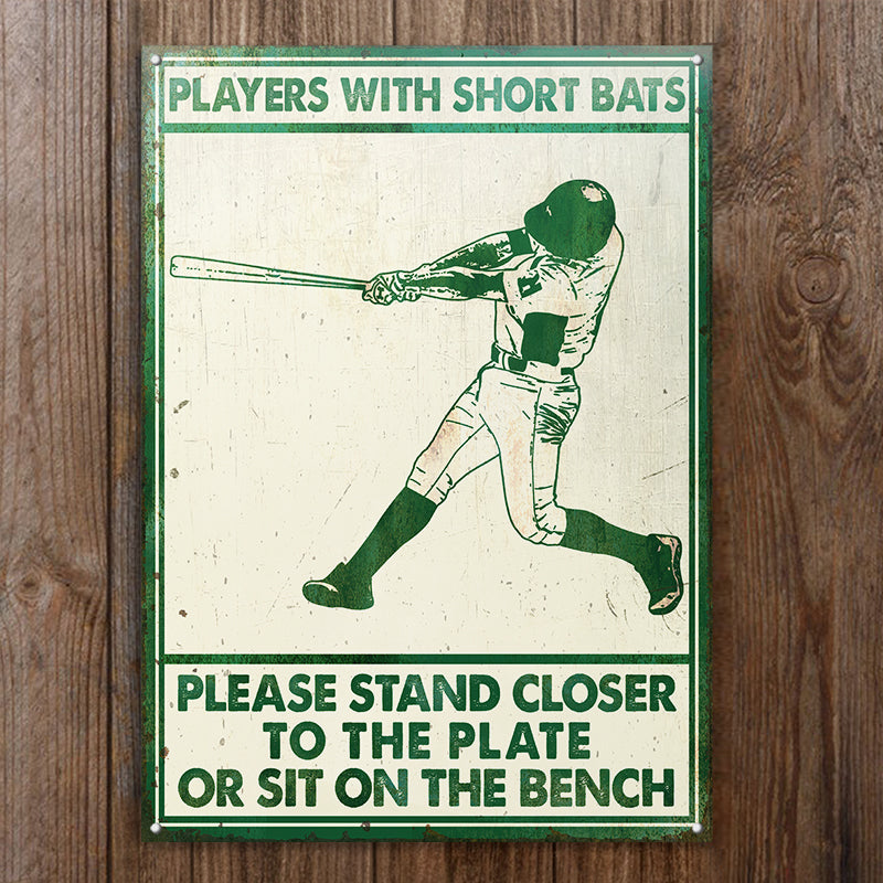 Baseball Players Short Bats Color Customized Classic Metal Signs