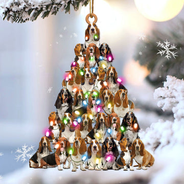 Basset hound Lovely Tree Christmas 2 sides Ornament