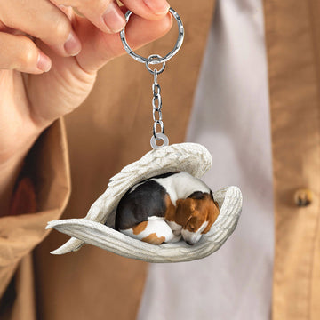 Beagle Sleeping Angel Acrylic Keychain Dog Sleeping Keychain, Beagle Lover